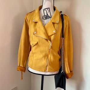 Mustard suede Moto jacket